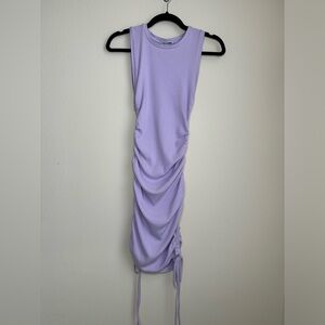 Fashion Nova - Lavender Ribbed Side Ruched Mini Dress - Small